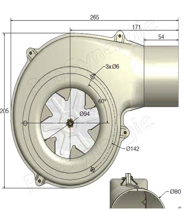 Volute pour extracteur Aaco ST V25 + 4 vis