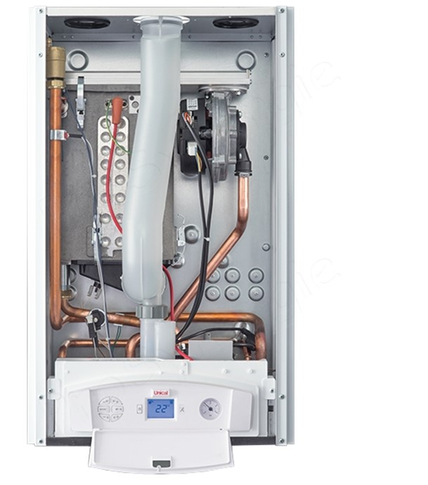 UNIKe - Chaudière murale Gaz Nat. & GPL 3,2 à 23,6Kw condensation mixte (chauffage + ECS instantantané) raccordement ventouse Øint/ext 60/100mm - HxLxP=700x420x345mm