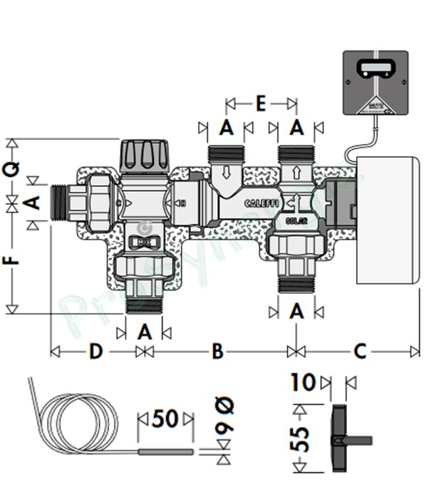 Module Mitigeur thermostatique avec vanne directionnelle pour chaudière avec ballon ou préparateur E.C.S