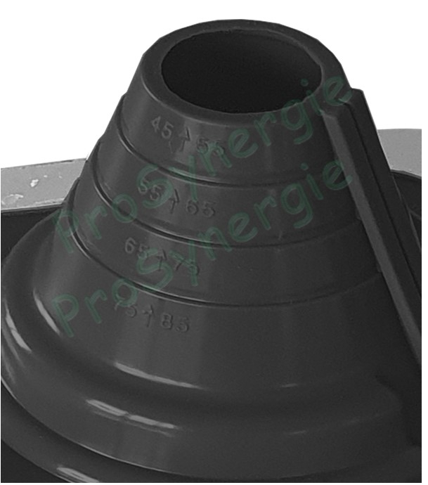 Etanchéité souple SolFlexe EPDM Noir (115 °C maxi) n°2 Ø 45 à 85 mm - Ouverture latérale possible et embase carrée