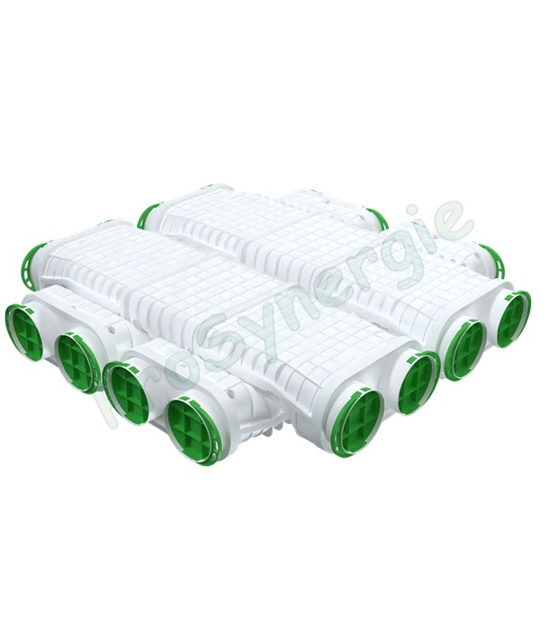 Boitiers de croisement 50 mm épaisseur pour réseaux de ventilation rond type Optiflex - 2 raccords Ø75 à chaque extrémité