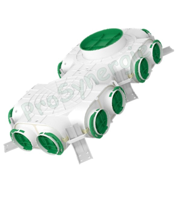 Caisson de répartition axe vertical, Ø160, 12 bouches Ø75 pour réseaux de ventilation rond type Optiflex