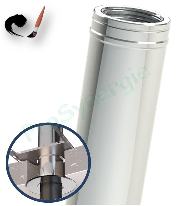 Kit S/Rampant - Conduit cheminée Isolé (Duoten) hauteur utile 1,445 mètres Int./Ext. = Inox 304 / (I 304 ou Galva) - Øint/ext 100/150mm