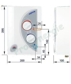 OPUS EPA.PU - Chauffe-eau Elec instant. Rob. lavabo + douche 400 Volts 8.6 Kw - HxLxP = 200 x 100 x 295 mm