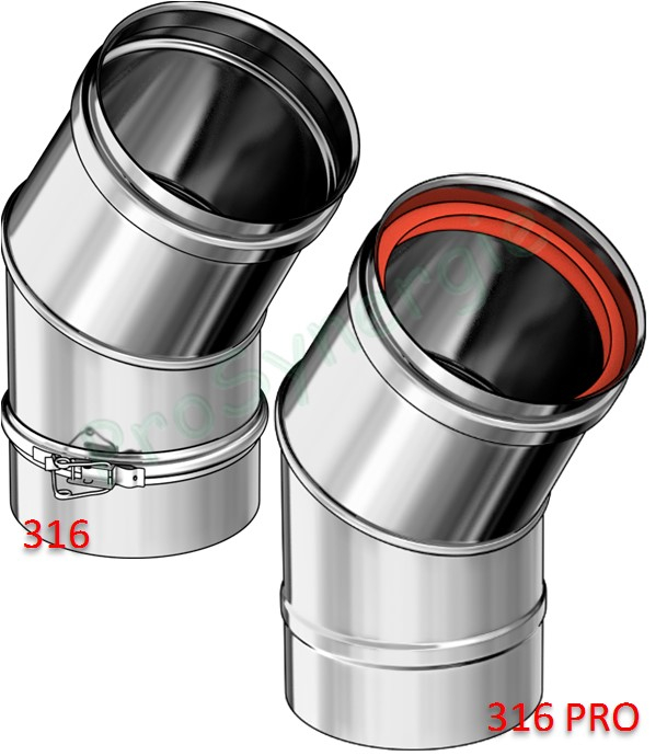 Coudes Fumisterie à 30° (2 secteurs) Rigidten Inox 316 (4/10ème) avec bride - Ø 139 mm