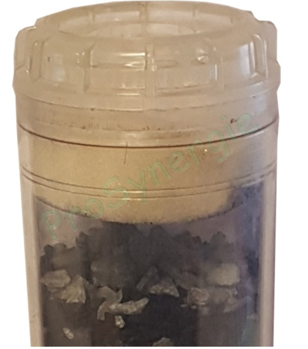 Conteneur Polyphosphates (anti-tartre) + Charbon actif (pesticides chlore goûts odeurs) - Hauteur  9´´3/4