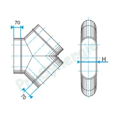 CSH 90 - Culotte Horizontale Galva Oblong - Hauteur 415 mm - Largeur 895 mm