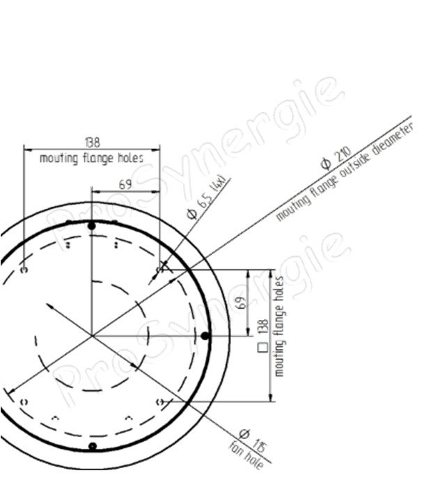 Extracteur de fumée Inox maxi. 250°C (ØxH=242x140mm) 230V 32W (câble souple isolé HT°) raccordement en sortie de tubage Ø150 à 250mm pour chaudière brûleur granulés <50KW (PV20/30/50)