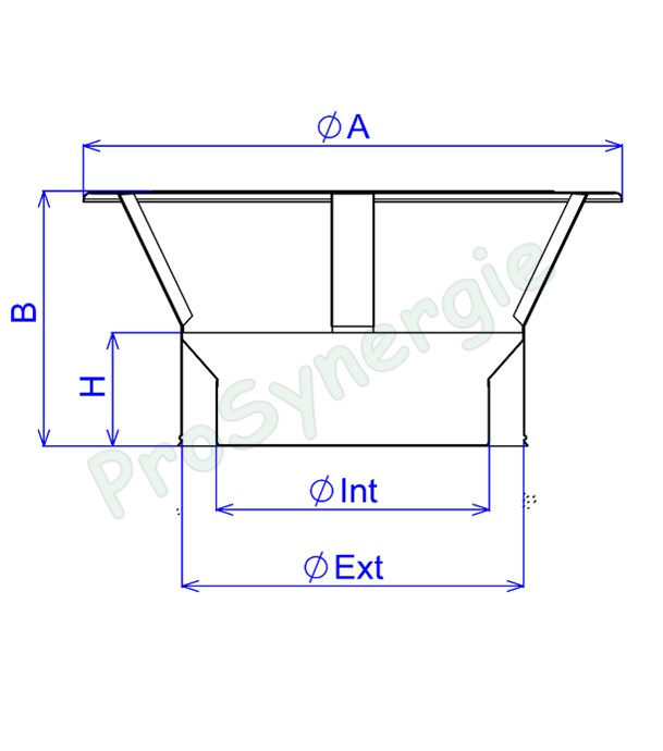 Chapeau plat Inox 316 (avec bride) Noir RAL 9005 pour tuyau Isolé Duoten - Øint/ext 180/230 mm
