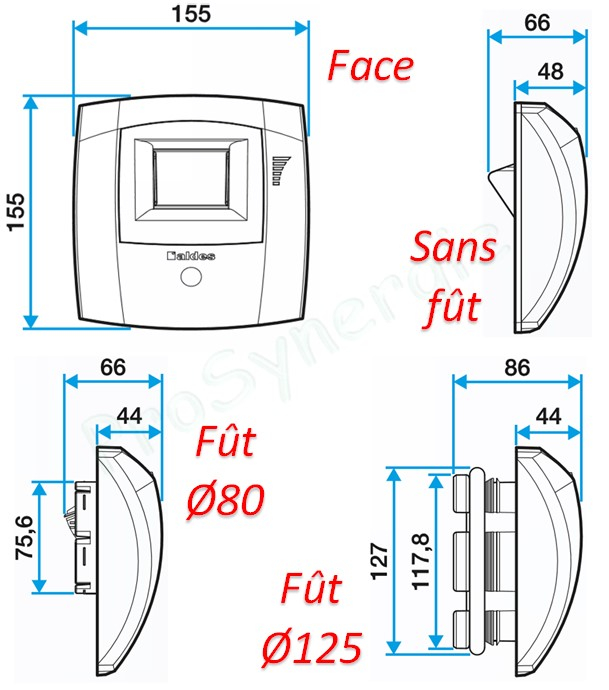 BW31 - Bouche Bain WC Bahia Curve S Hygro avec Détection Présence - Débit  5-45/30m³/h - Hygrométrie 45-85% - Ø 125mm