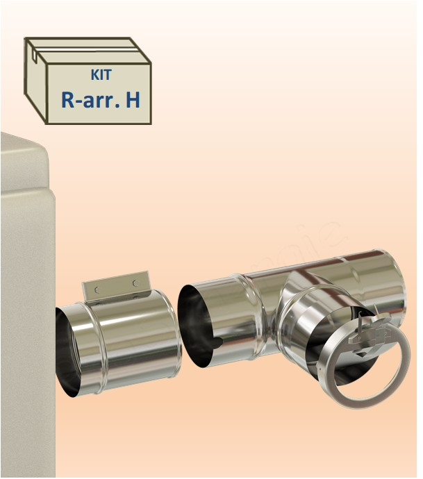 Kit raccordement arrière horizontal chaudière Ø 130 mm avec régulateur de tirage