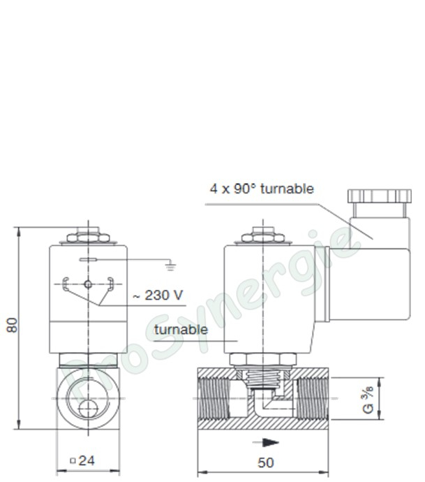 Robinet fioul Electro Magnétique de sécurité Oilstop MV 230V (18VA) ØF 3/8´´ (remplace 2104503)