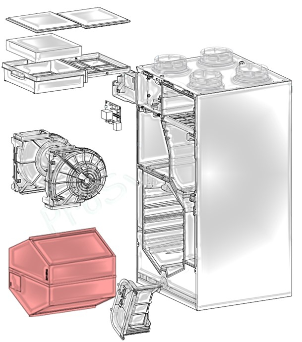 Echangeur hexagonal haut rendement (>90%) pour VMC double-flux Dee Fly Cube 300 et 370