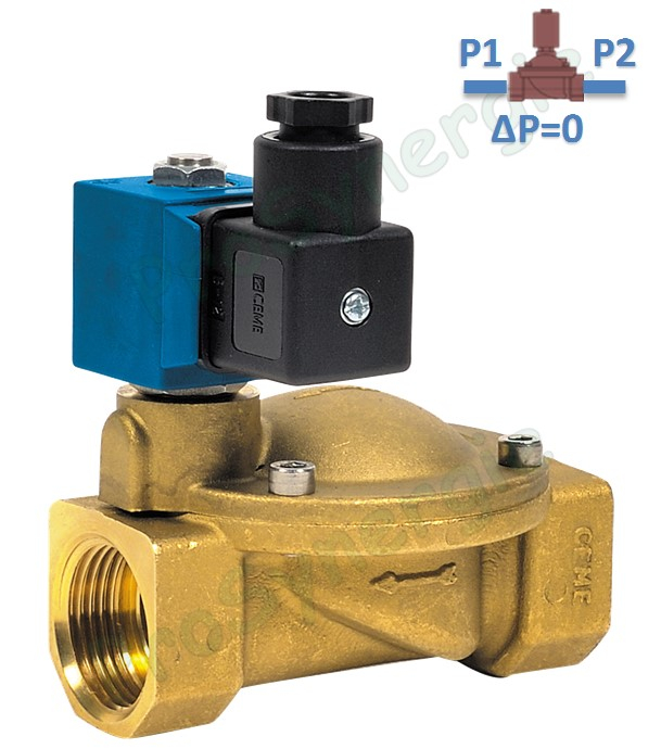 Electrovanne Laiton Normalement Fermée (Delta Pression = 0 bars) - raccord F Ø 1´´1/4 - Membrane NBR - Bobine 230Vca 50Hz et Connecteur