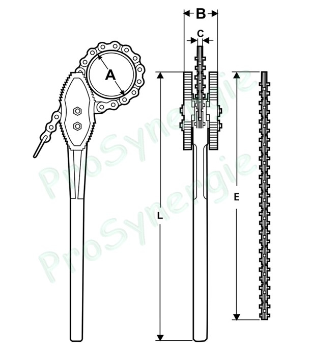 Serre tube à chaîne Mâchoire réversibles - Longueur 1625 mm - Capacité 12´´ (325 mm)
