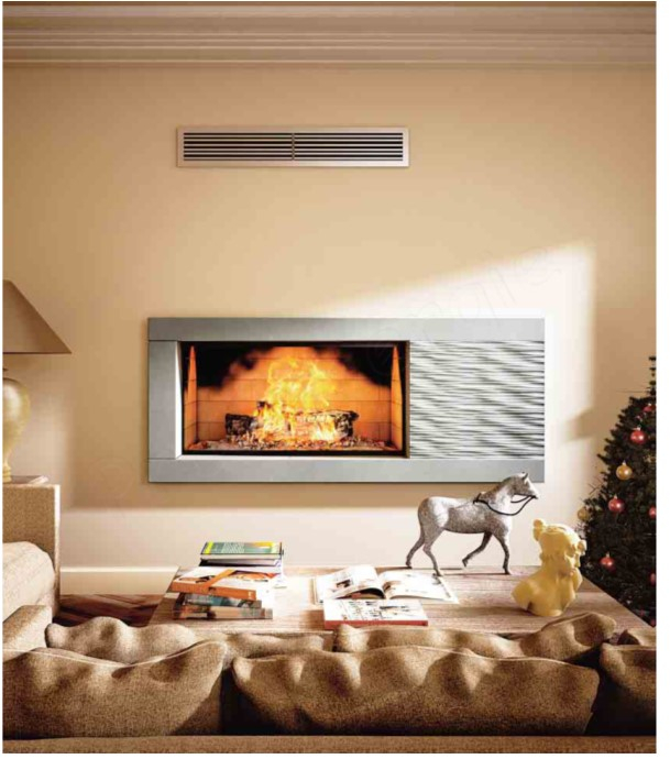 Foyer gamme Technika Horizon Droit 1000 Noir, Dimensions hors tout HxLxP = 1525x1228x496, surface de l´âtre (LxP) = 924x296, puissance 7 à 11 kW, classe énergétique A
