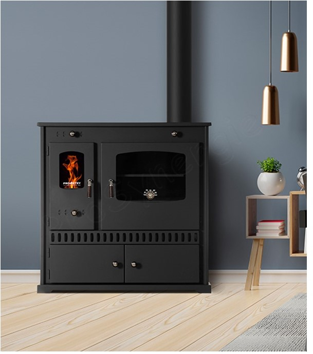 Perfect Eko - Cuisinière à bois, ecodesign, classe A+, Puissance nominale 7 kW, Min/Max 5,5/9,5 kW, Rendement 83,63%, LxPxH = 810x460x800, plaque de cuisson acier,  Ø conduit de fumées 130 mm