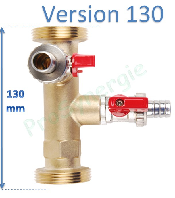 Manchette Mâle Ø 1´´1/2 - remplacement circulateur - avec vannes pour rinçage et désembouage - L 130 mm