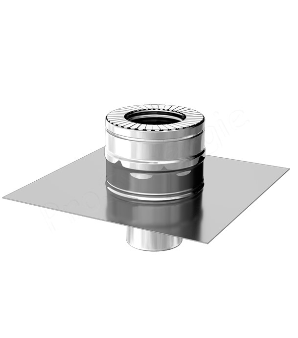 Plaque de réhausse inox 400x400mm avec départ conduit Isolé Duoten Inox 316/304 longueur utile 100 mm - Øint/ext 80/130 mm - pour raccordement d´un tubage Ø 80mm (flexible 80/86) - Attention prévoir bague de serrage