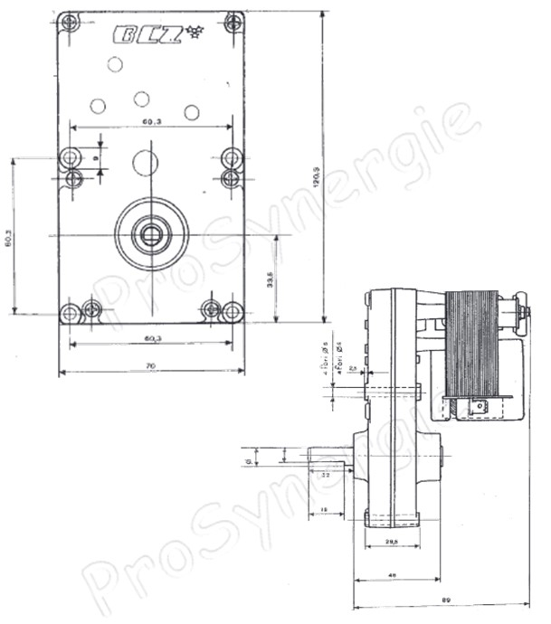 Motoréducteur vis sans fin - Mellor Electrics modèle FBT3 Starot 26 - 230v 50hz