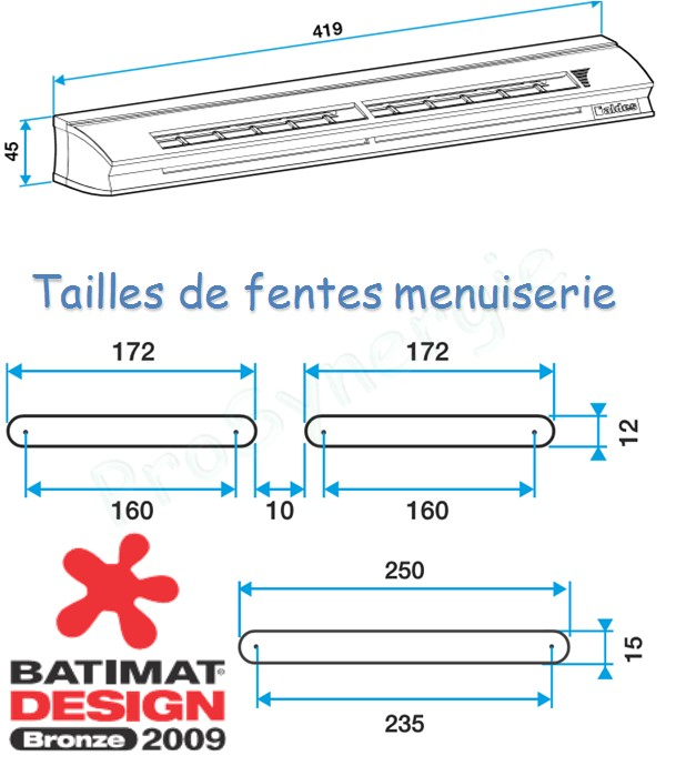Entrée d´air hygroréglable EHL - 39dB - Acoustique ++