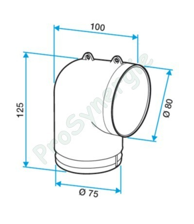 Coude Equerre diam 80 - Réseau Ventilation Optiflex Rond