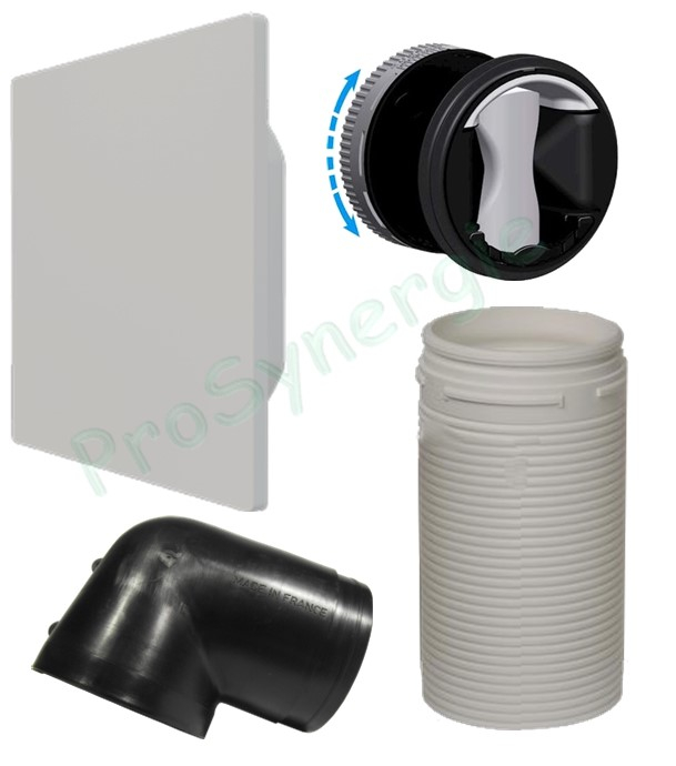 Kit bouche ColorLINE Blanc Ø 80 mm avec Module de régulation et Coude Flexigaine