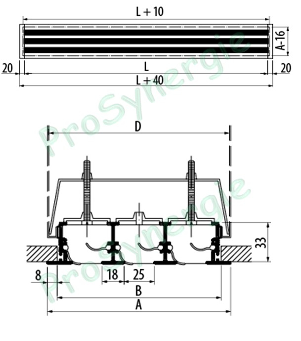 SLS14-0400 Diffuseur linéaire alu anodisé naturel