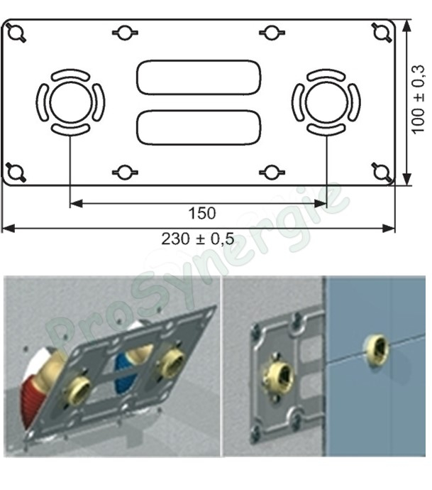 Kit platine Robifix entraxe 150mm - raccords ØF1/2'' PER à sertir Ø16mm