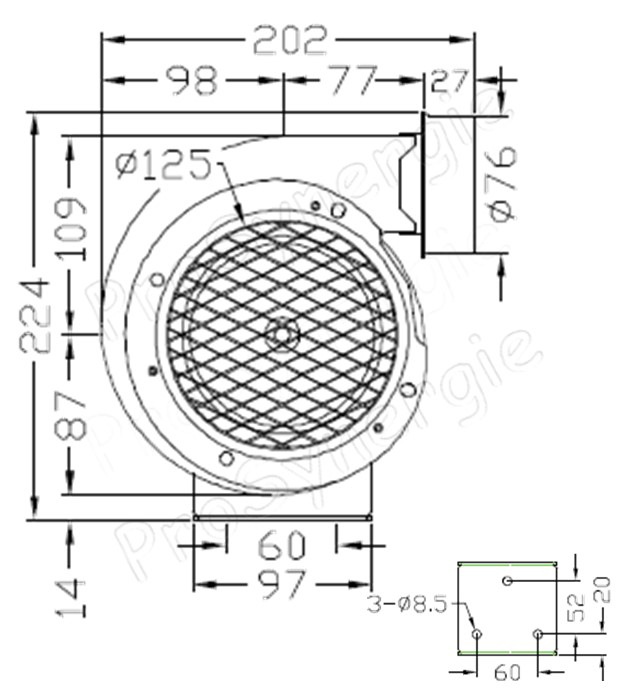 Ventilateur d´air centrifuge 230/380V 50W pour Brûleur granulé Burnit Pellet et chaudière 70 à 110KW - Centrifugal Blower