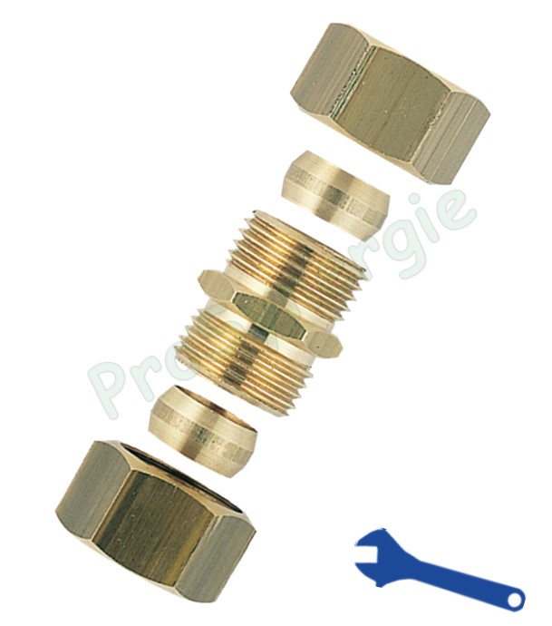 Union droit laiton égale bicônique (bicône serrage extérieur cuivre) Ø 6 mm (1/8´´)