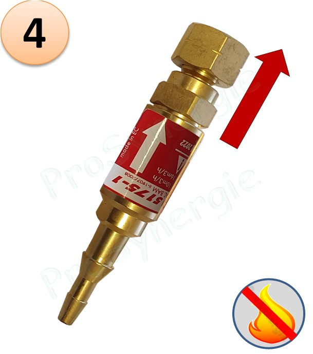 Raccord anti-retour pare flamme SafeGuard 2 - Montage Chalumeau - Gaz combustible - Entrée Tuyau 6-10 - Sortie M16x1,5 (gauche)