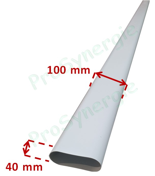 Barre minigaine Aldes - Ventilation (VMC) - Section 40 x 100 mm (équivalent Ø 80 m) - Longueur 1 m