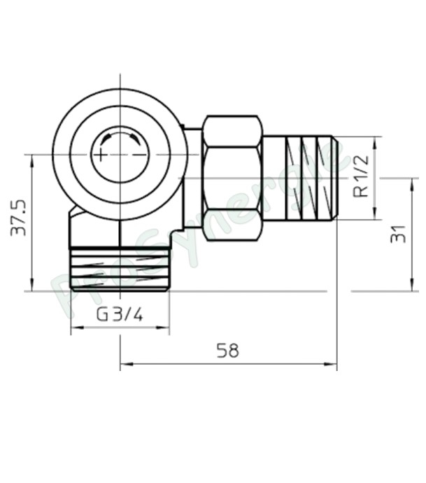 Robinet thermostatisable d´angle raccordement droit cone M3/4´´ - Série A