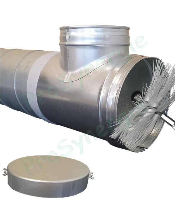 Adaptateur pour échangeur (Puits géothermique) Øext. 200mm avec trappe de visite - raccordement réseaux ventilation Ø 160mm