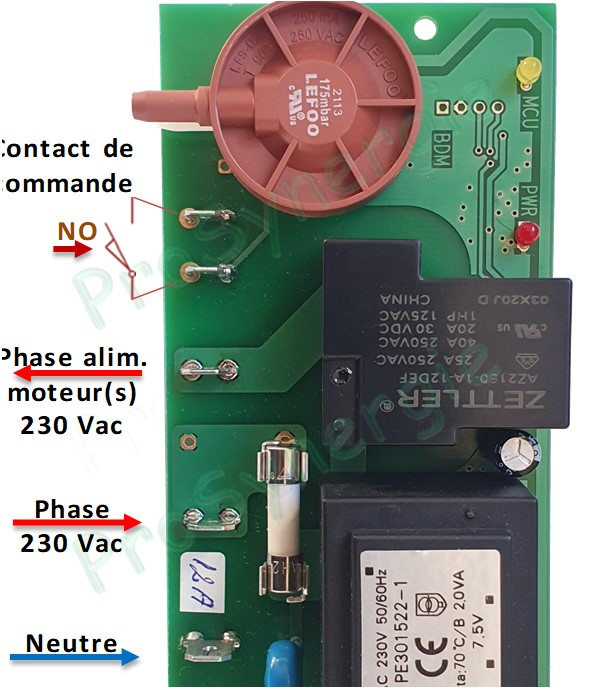 Carte électronique (générique) pour aspirateur Axpir 1350 W avec 1 moteur (Axpir Family et Compact)
