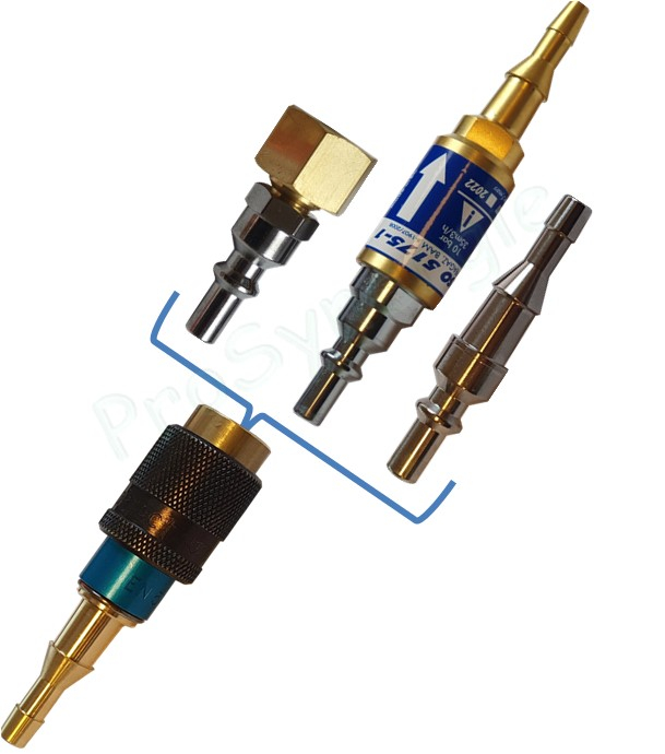 Raccord anti-retour pare flamme SafeGuard 2 + Raccord rapide Stoptac - Montage Tuyau - Paire Oxygène + Gaz combustible - Entrée Tuyau 6-10 - Sortie Tuyau 6-10