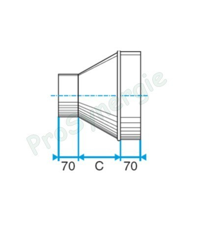 RCO - Réduction Concentrique Galva Oblong - Hauteur 415 mm - Largeur 895 mm Vers Hauteur 215 mm - Largeur 880 mm