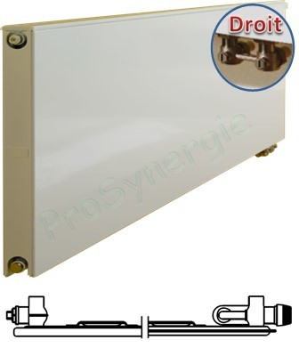 Radiateur Plan à Vanne intégrée Horizontal Type 10 - Raccordement Droit - H x L = 305 x  405 mm Puissance  117 W