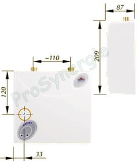 AMICUS - Chauffe-eau Elec instant. sur évier 230/400 Volts 5 Kw - HxLxP = 230 x 87 x 209 mm
