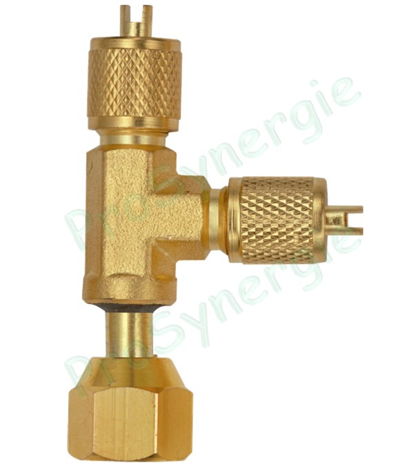 Té de service à écrou tournant Mâle 1/4'' SAE - Mâle 1/4'' SAE - Femelle 5/16'' SAE