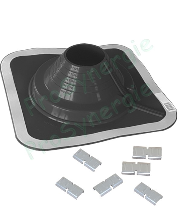 Etanchéité souple SolFlexe EPDM Noir (115 °C maxi) n°5 Ø 108 à 190 mm - Ouverture latérale possible et embase carrée
