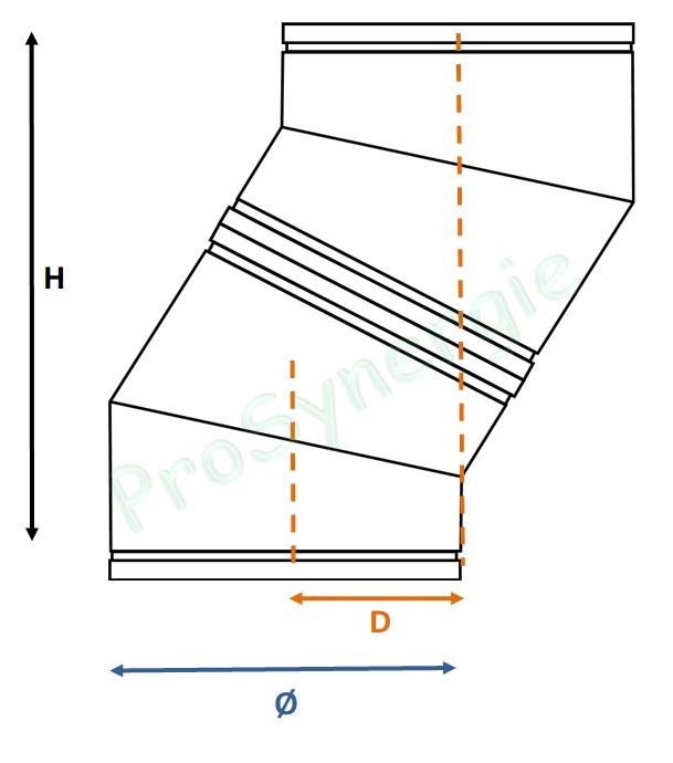 Efficience - Coude Extérieur, inox non peint (Øint/ext = 80/180 à 200/300 mm)