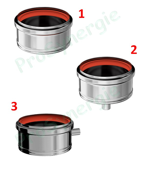 Tampon femelle (pied de conduit) option purge Rigidten Inox 316 Pro ''condensation'' avec joint - Ø 80 à 200 mm