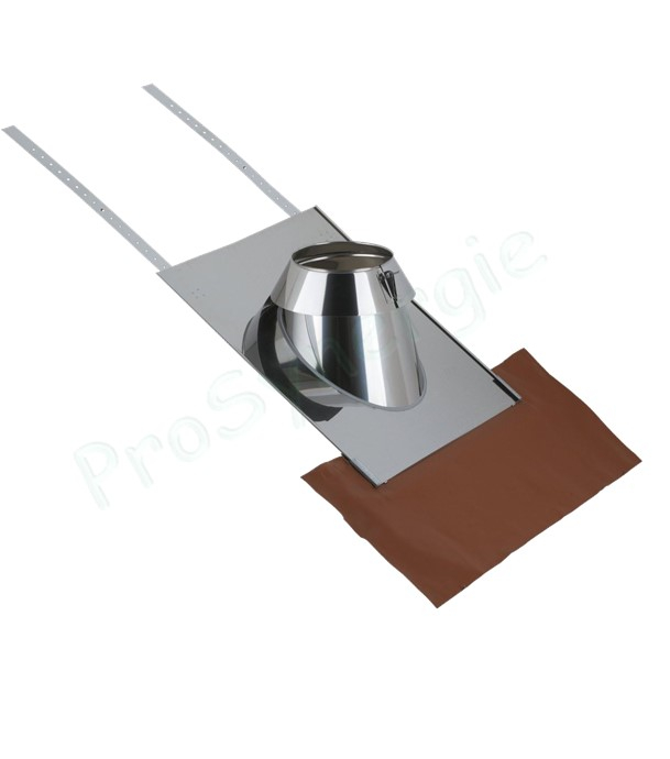 Solin et collet inox + kit d´étanchéité Rouge - Conduit Ø ext 230 mm - Pente de toit 15 à 30°