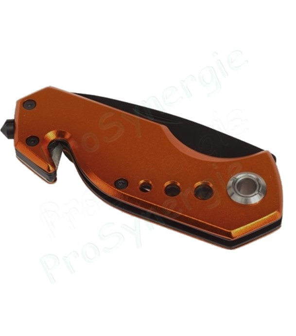 Cadeau - Couteau de survie de poche  Distress  couleur rouge avec attache pour ceinture intégré, marteau de sécurité