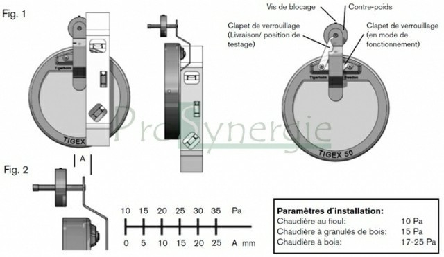 Tigex inox Noir 180 - Øint.180mm 10-35 Pa - pour cheminée jusqu´au Ø280mm haut. 15m et 250kw