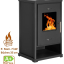 Ensemble poêle à bois Eko 4, 10 kW + Tubage de raccordement émaillé Dessus de poêle vers plafond + système complet de récupération de chaleur (Heress, moteur , moteur 300m3 avec 3 bouches, caisson de filtration et raccords)