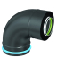 Kit raccordement façade Pellet concentrique - Øint/ext. 80/125 mm - Raccordement 80/130 mm dessus