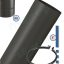 Kit de raccordement Rétreint Acier émaillé noir, Ø150, départ dessus de poêle, 7 pièces dont conduit coulissant - hauteur variable de 187 à 217 cm